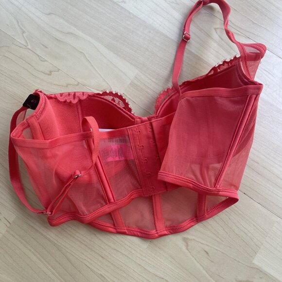 NWT La Senza Corset lace Bustier Sexy Padded Lined Bra Cayenne Red All Sz S-XL+ - Picture 7 of 16